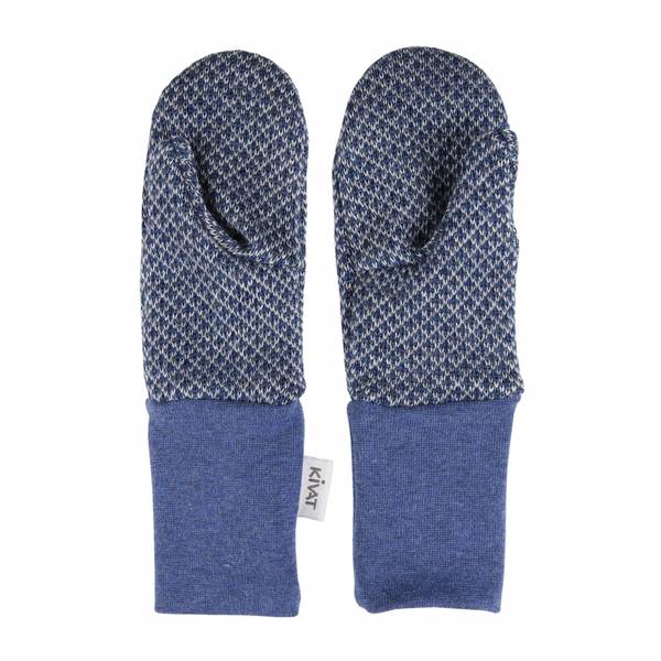Kivat, jeansblå ruter votter i ull