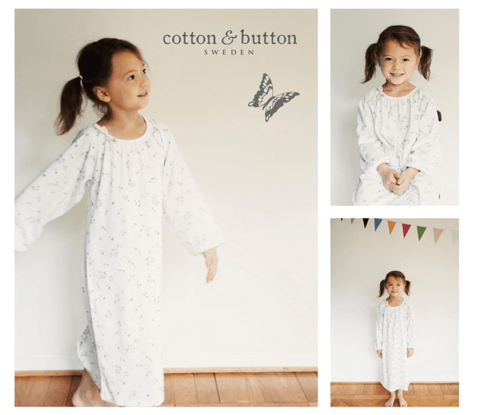 Cotton & Button, nattkjole kirsebærblomster økologisk bomull