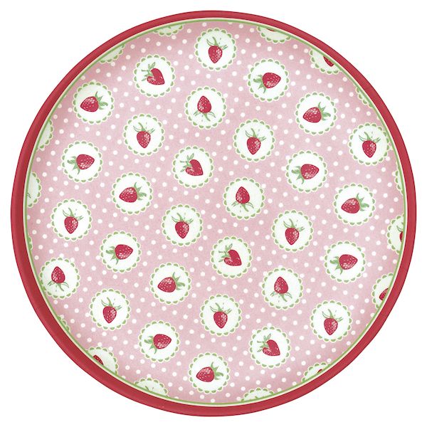 GreenGate, lunchtallerken strawberry pale pink melamin