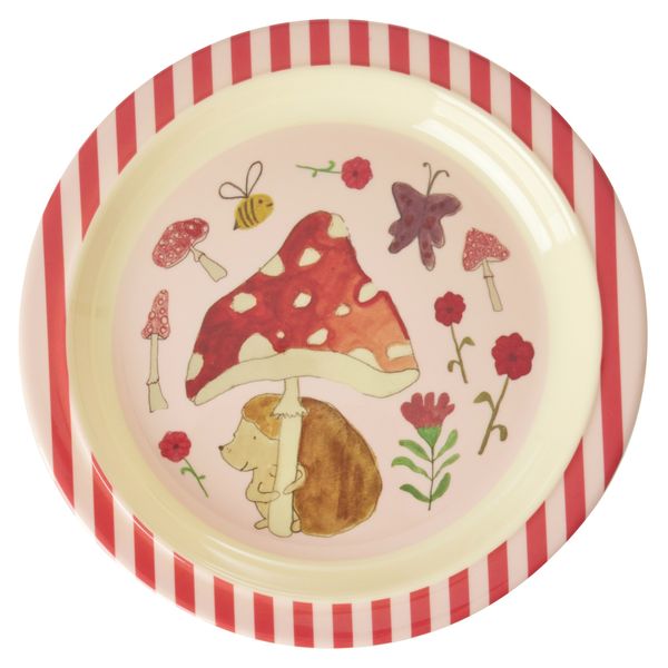 Rice, barnetallerken med pink happy forest print