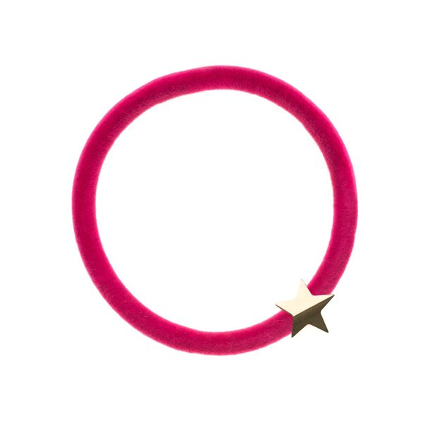 Dark, velvet hårstrikk med stjerne, pink